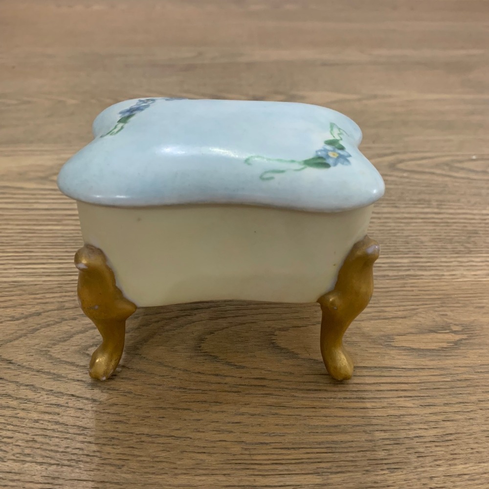 Antique TK Czechoslovakia Hand Painted Porcelain Trinket Box Signed 1925